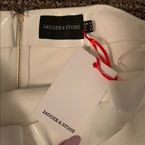 White faux leather skirt